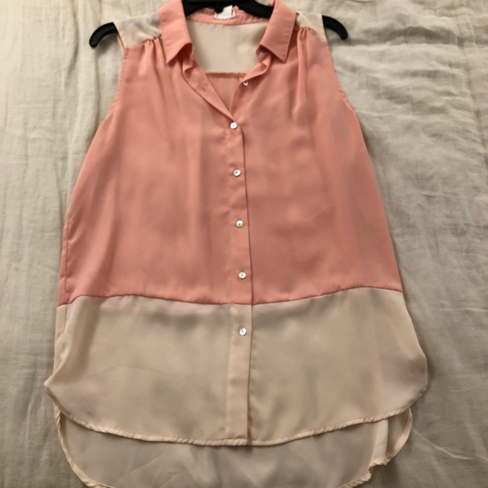 Peach button up